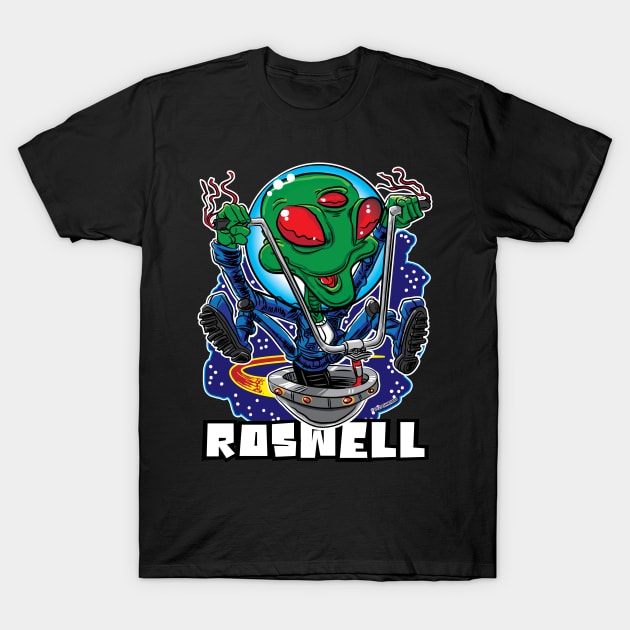 Roswell Alien UFO with Handlebars T-Shirt by eShirtLabs